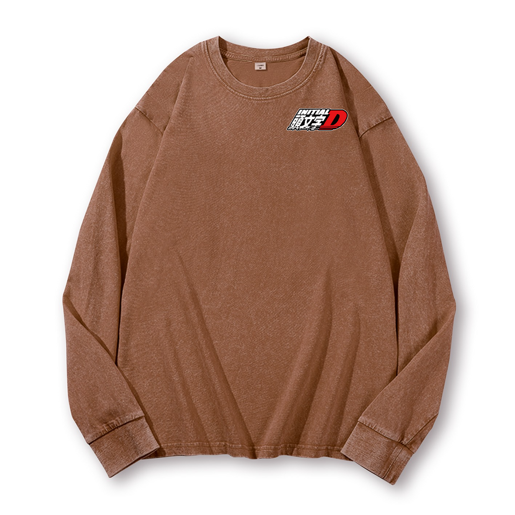 Initial D Vintage Washed Cotton Back Art Long-sleeve T-shirt