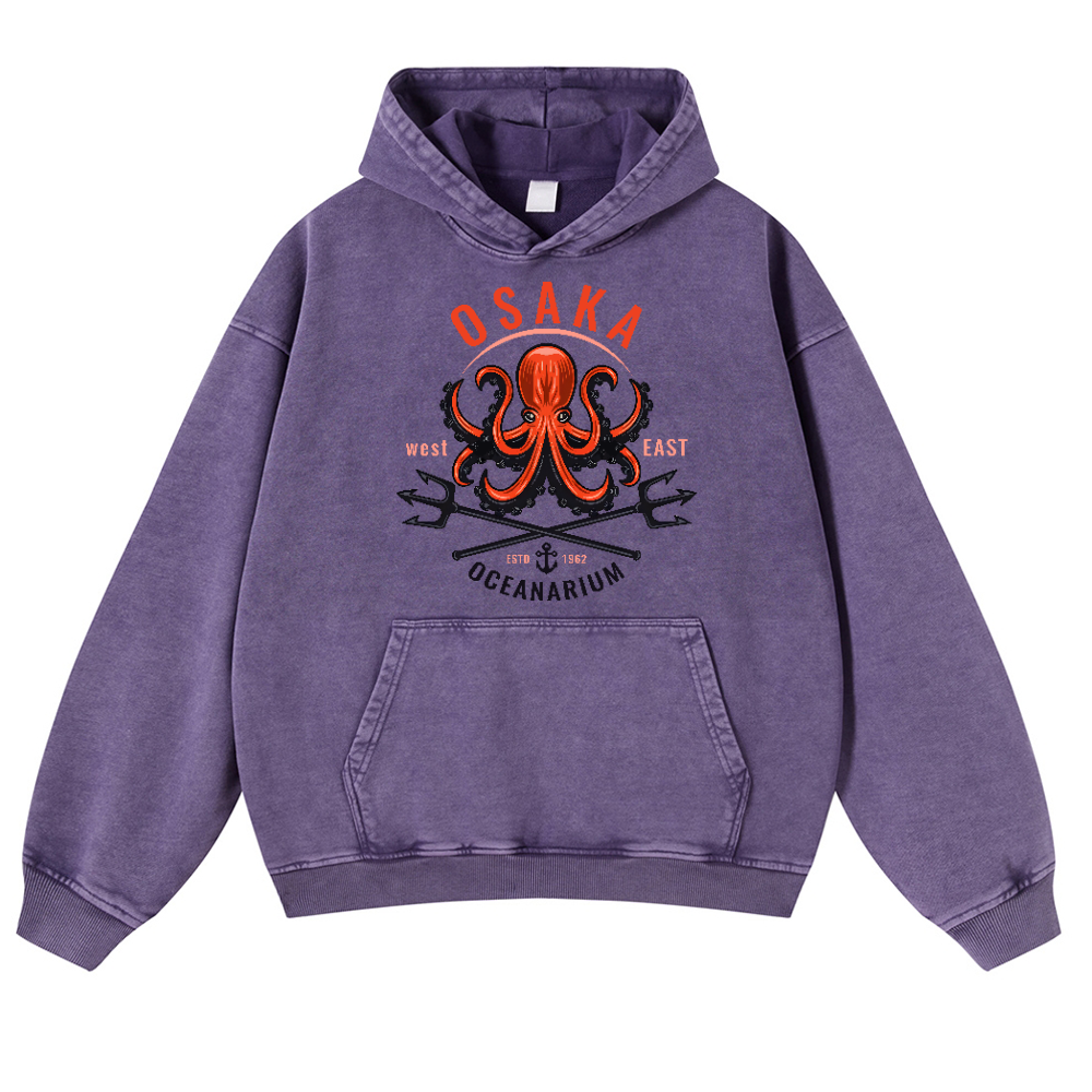 Osaka Octopus Vintage Washed Thick Cotton Hoodie