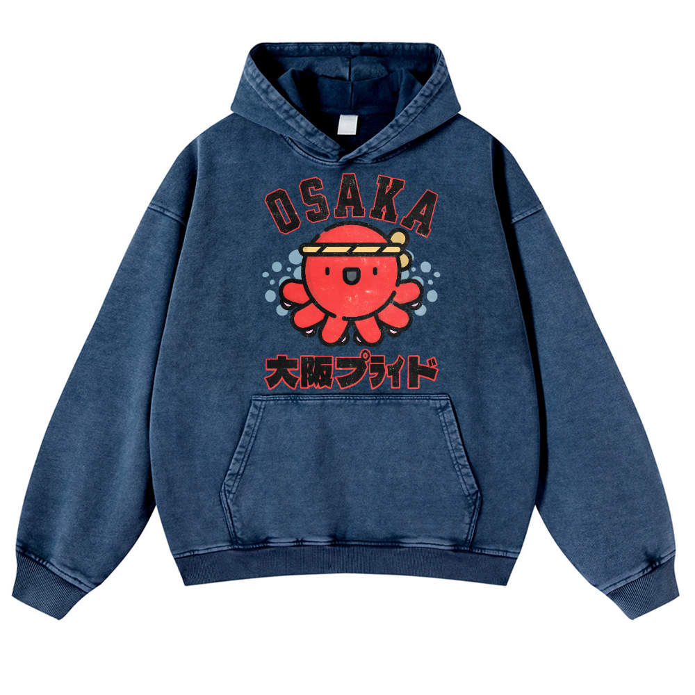 Osaka Octopus Vintage Washed Thick Cotton Hoodie