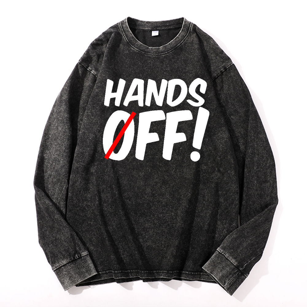 Hands Off! Vintage Cotton Wash Long-sleeve T-shirt