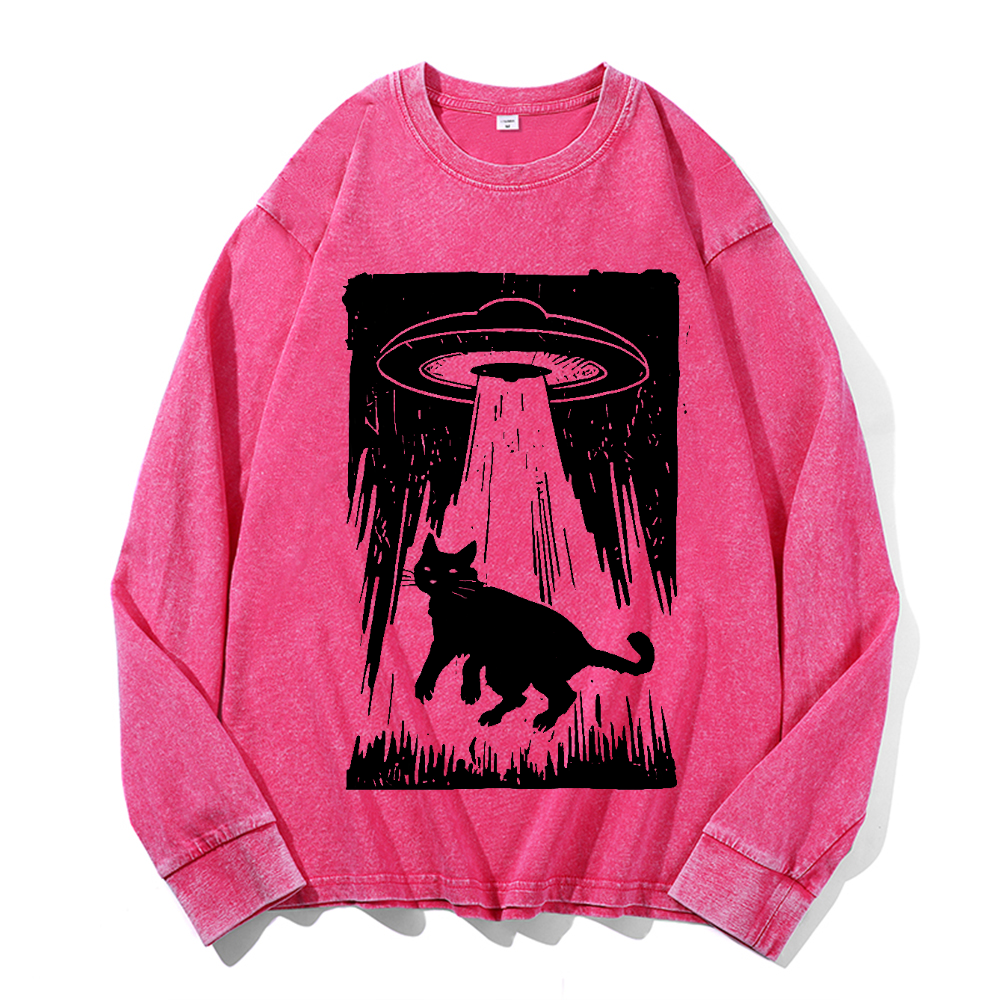 Vintage Cotton Wash Crewneck Long-Sleeve T-Shirt