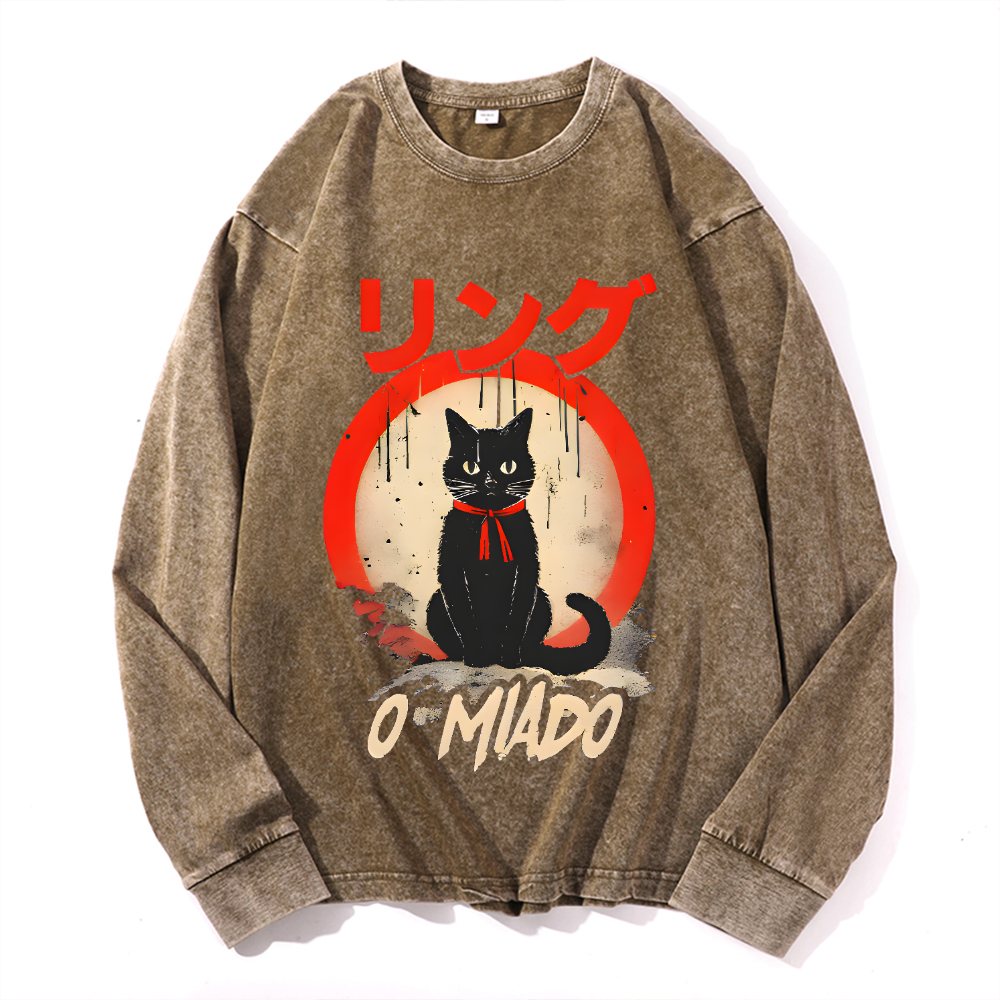 Vintage Cotton Wash Crewneck Long-Sleeve T-Shirt