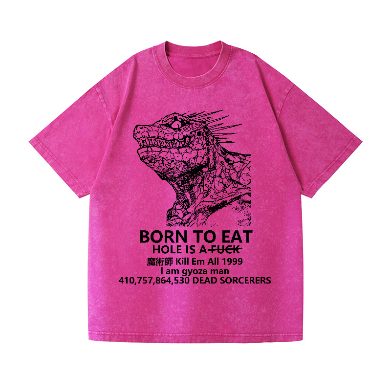 Born To Eat Kaiju Vintage Wash Japanese Design T-Shirt