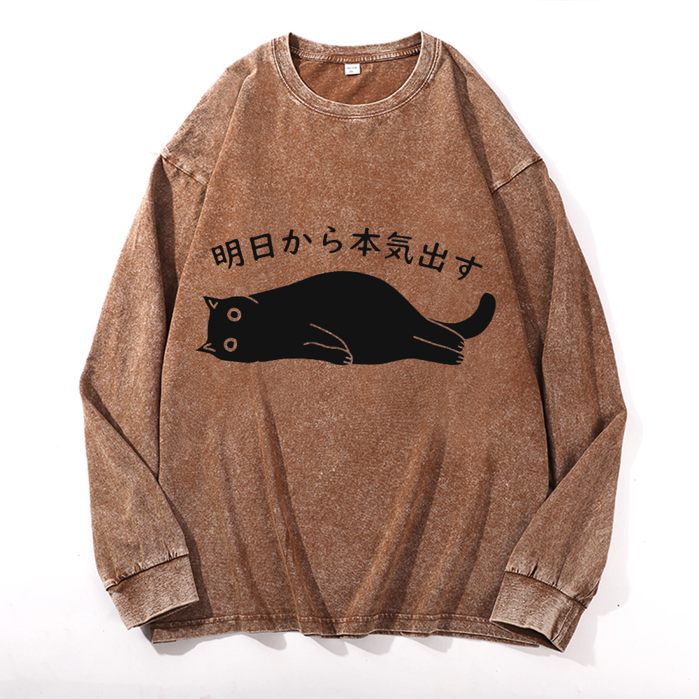 Get Serious from Tomorrow Onwards Vintage Cotton Wash Crewneck Long-Sleeve T-Shirt