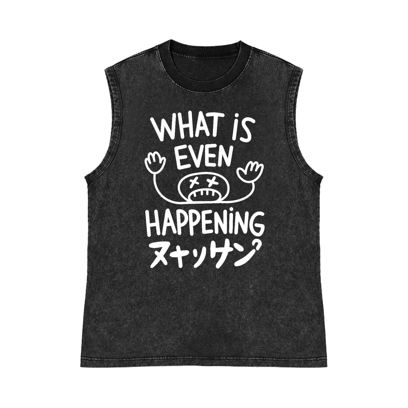 What Is Happening Pure Cotton Wash-Dyed Sleeveless Tank Top