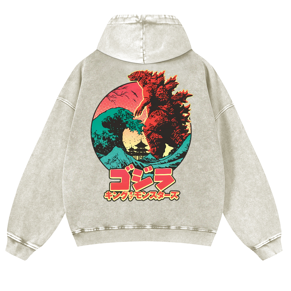 Kaiju Vintage Washed Cotton Back Art Hoodie