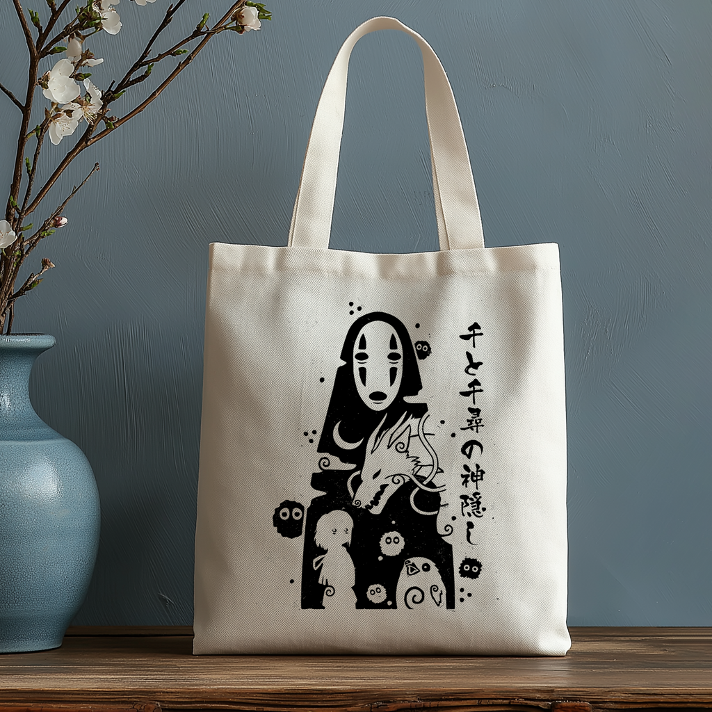 Ghibli No Face Kaonashi Japanese Style Canvas Tote Bag