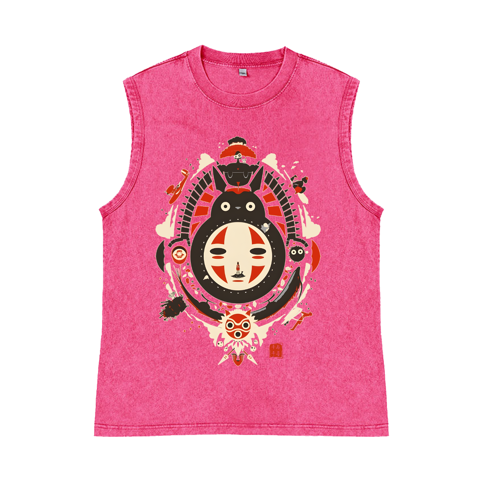 Ghibli Totoro No Face Kaonashi Pure Cotton Wash-Dyed Sleeveless Tank Top