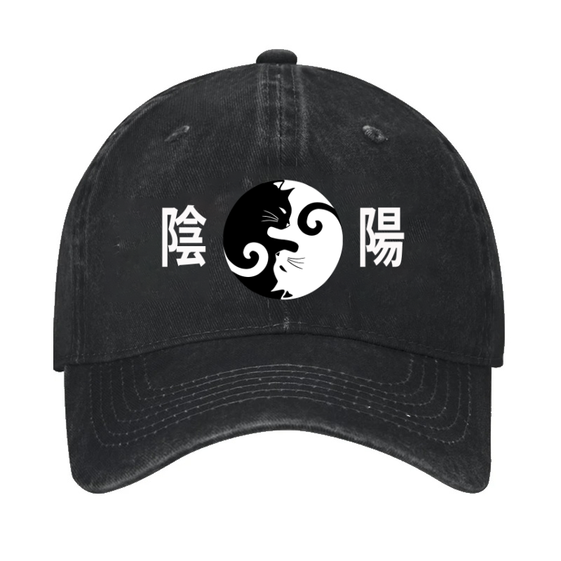 Yin-yang Cat Vintage Cotton Cap