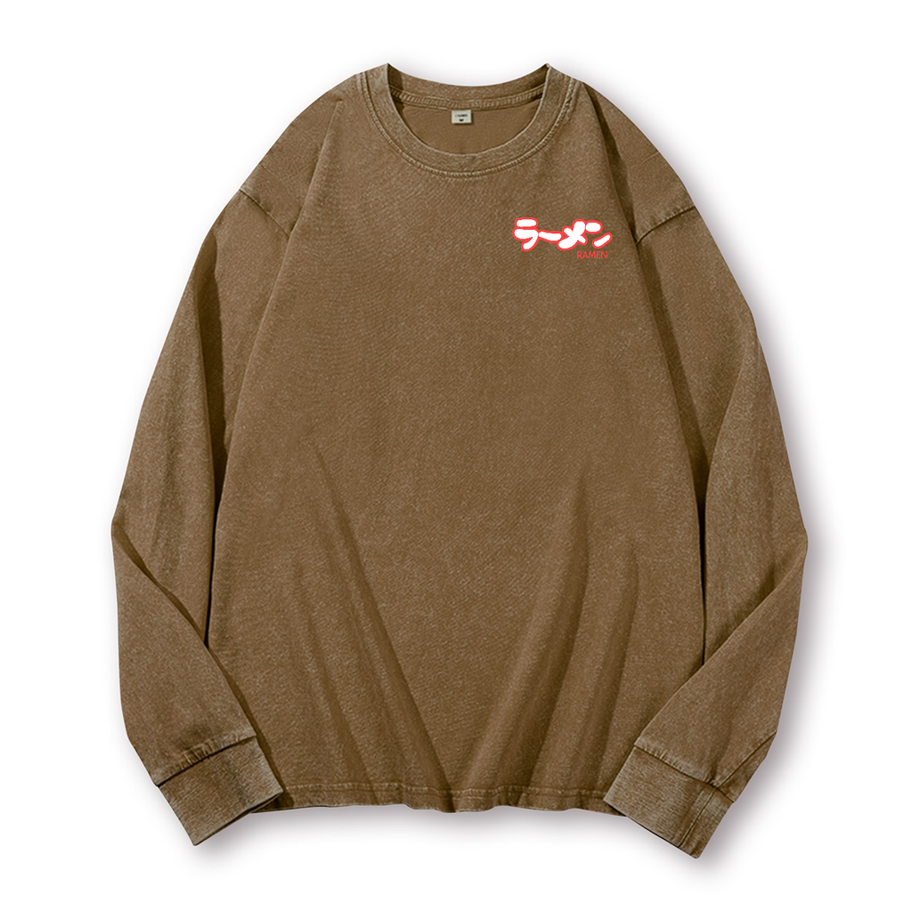 Ramen Hero Vintage Washed Cotton Back Art Long-sleeve T-shirt