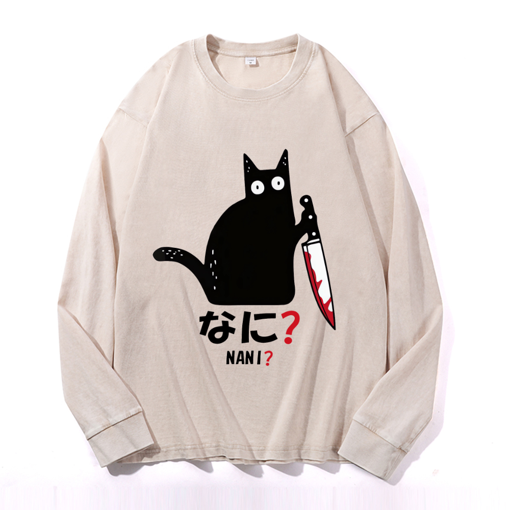 Vintage Cotton Wash Crewneck Long-Sleeve T-Shirt