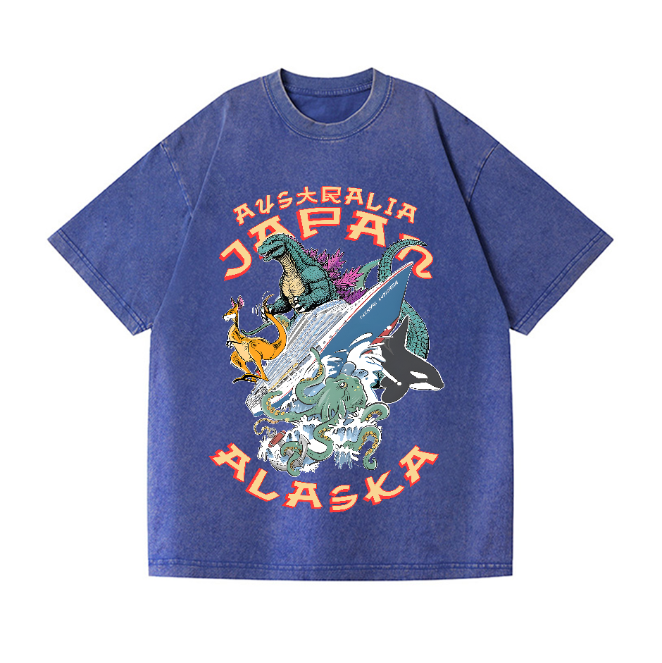 Japan Alaska Kaiju Vintage Wash Japanese Design T-Shirt
