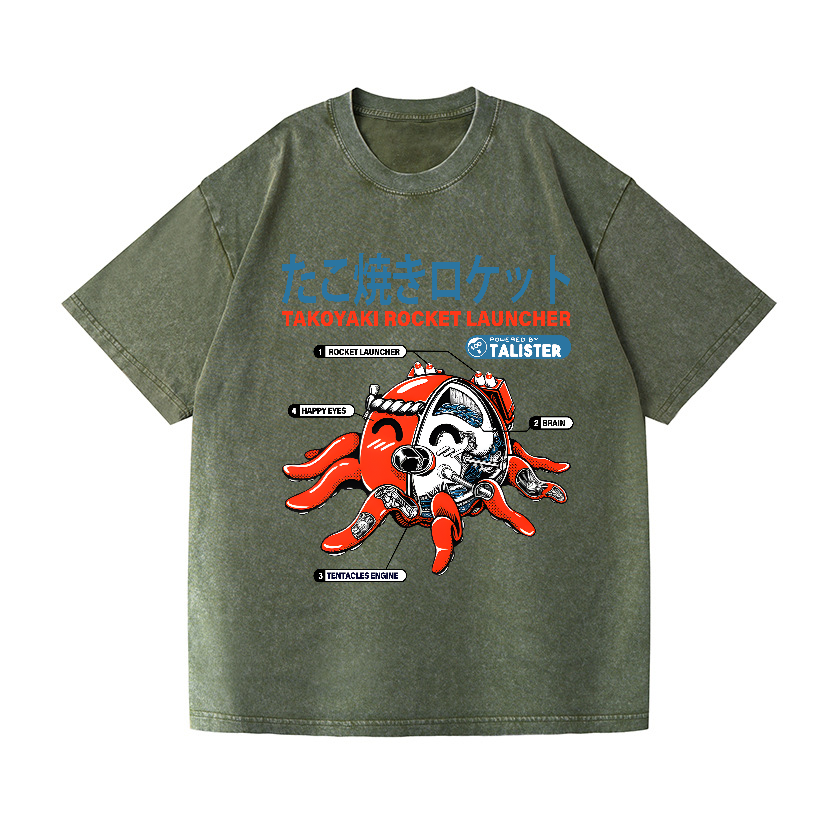Takoyaki Octopus Vintage Wash Japanese Design T-Shirt