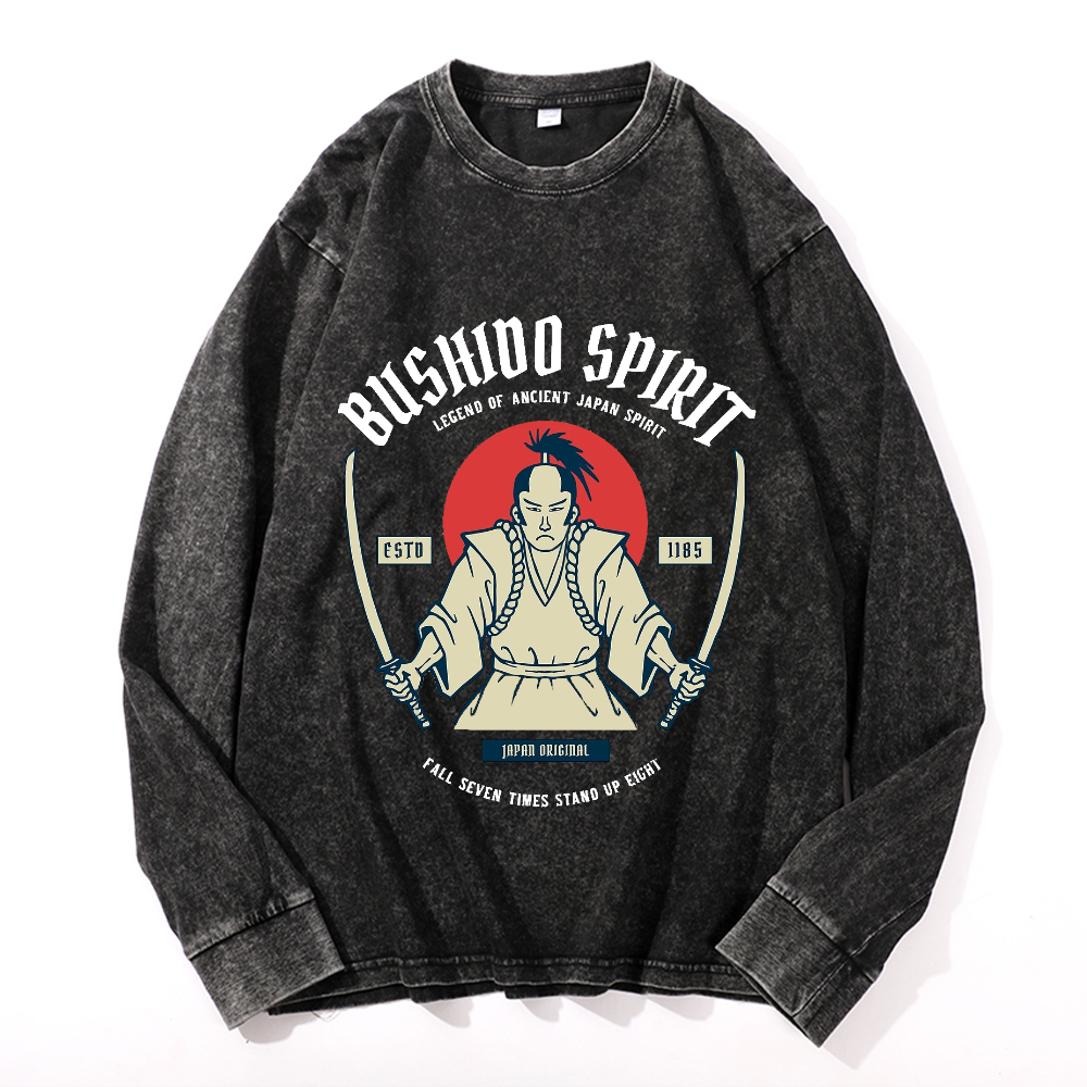 Vintage Cotton Wash Crewneck Long-Sleeve T-Shirt