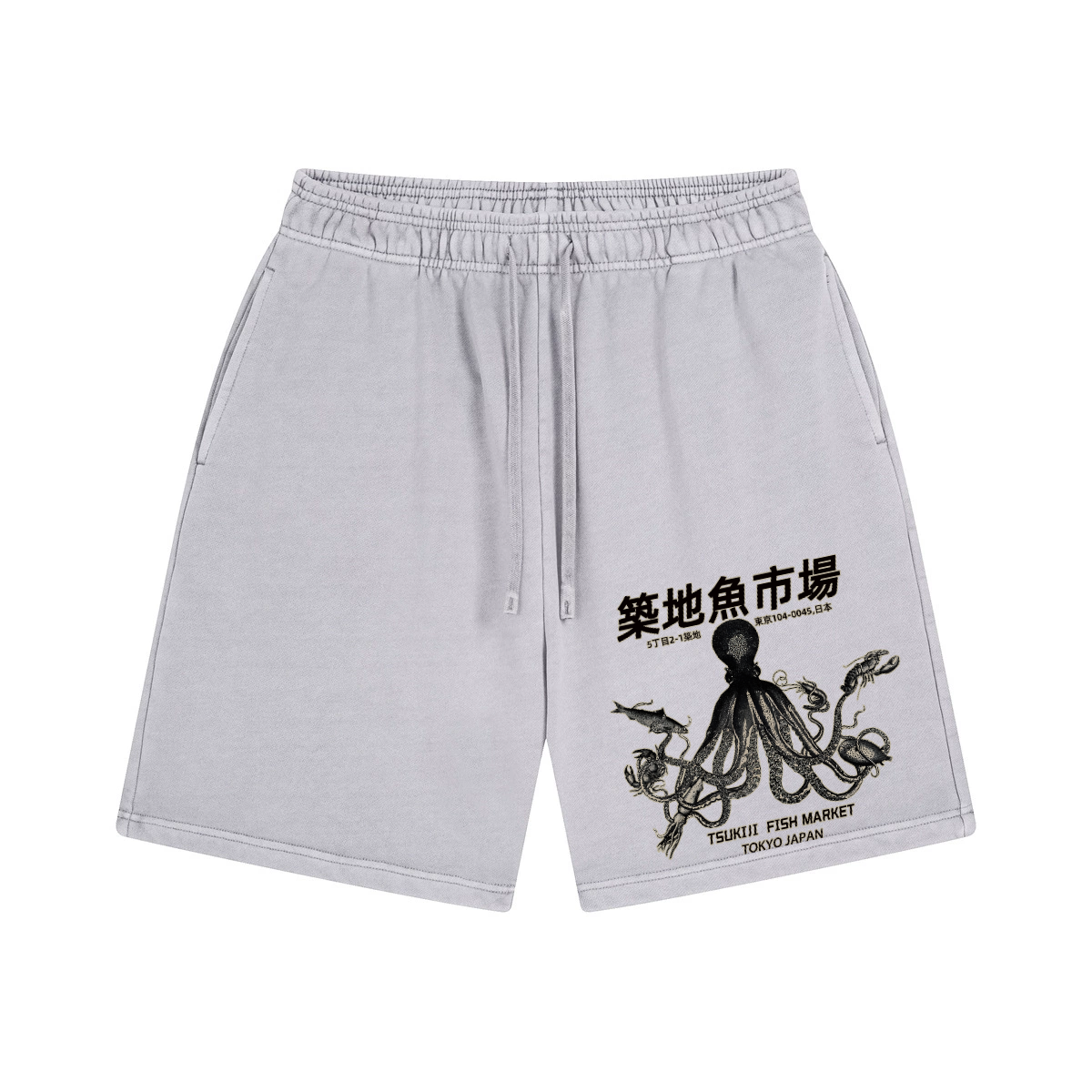 Tsukiji Octopus Vintage Pure Thick Cotton Shorts