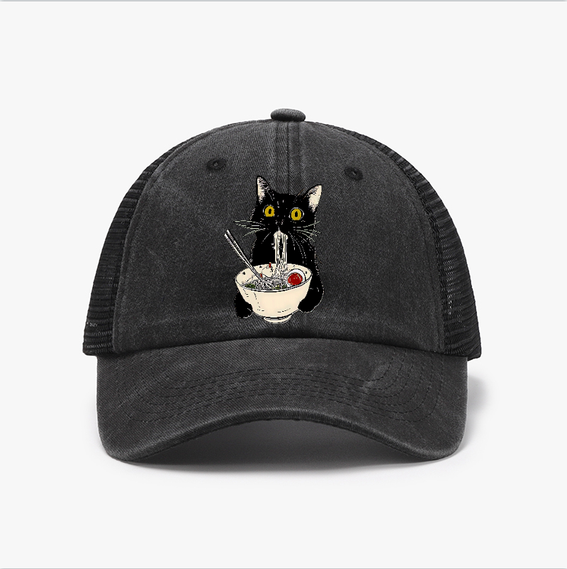 Ramen Cat Vintage Cotton Breathable Hat