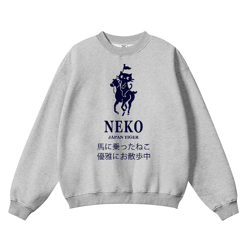 Neko Cat Vintage Cotton Blend Crewneck Sweatshirt