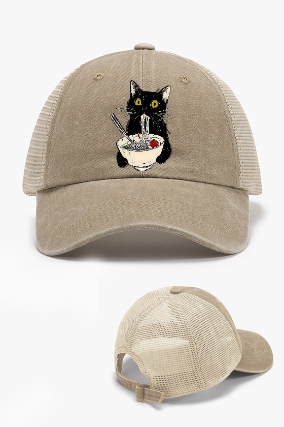 Ramen Cat Vintage Cotton Breathable Hat
