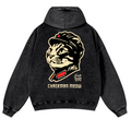 Chairman Cat Vintage Washed Cotton Back Art Hoodie