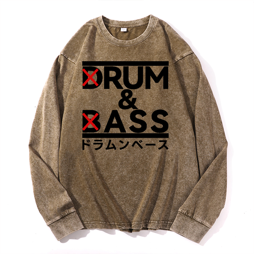 Drum and Bass Vintage Cotton Wash Long-sleeve T-shirt