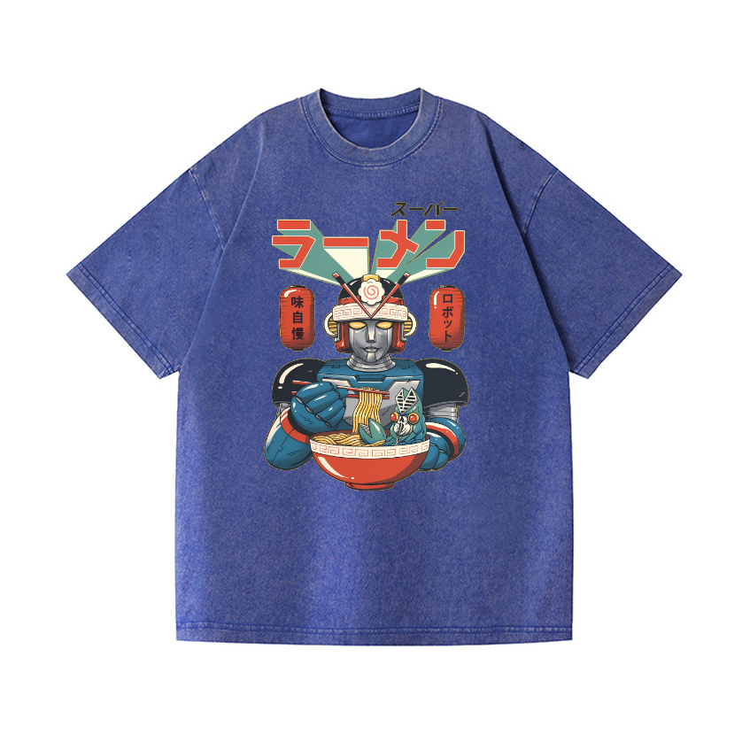 Ramen Robot Vintage Wash Japanese Design T-Shirt