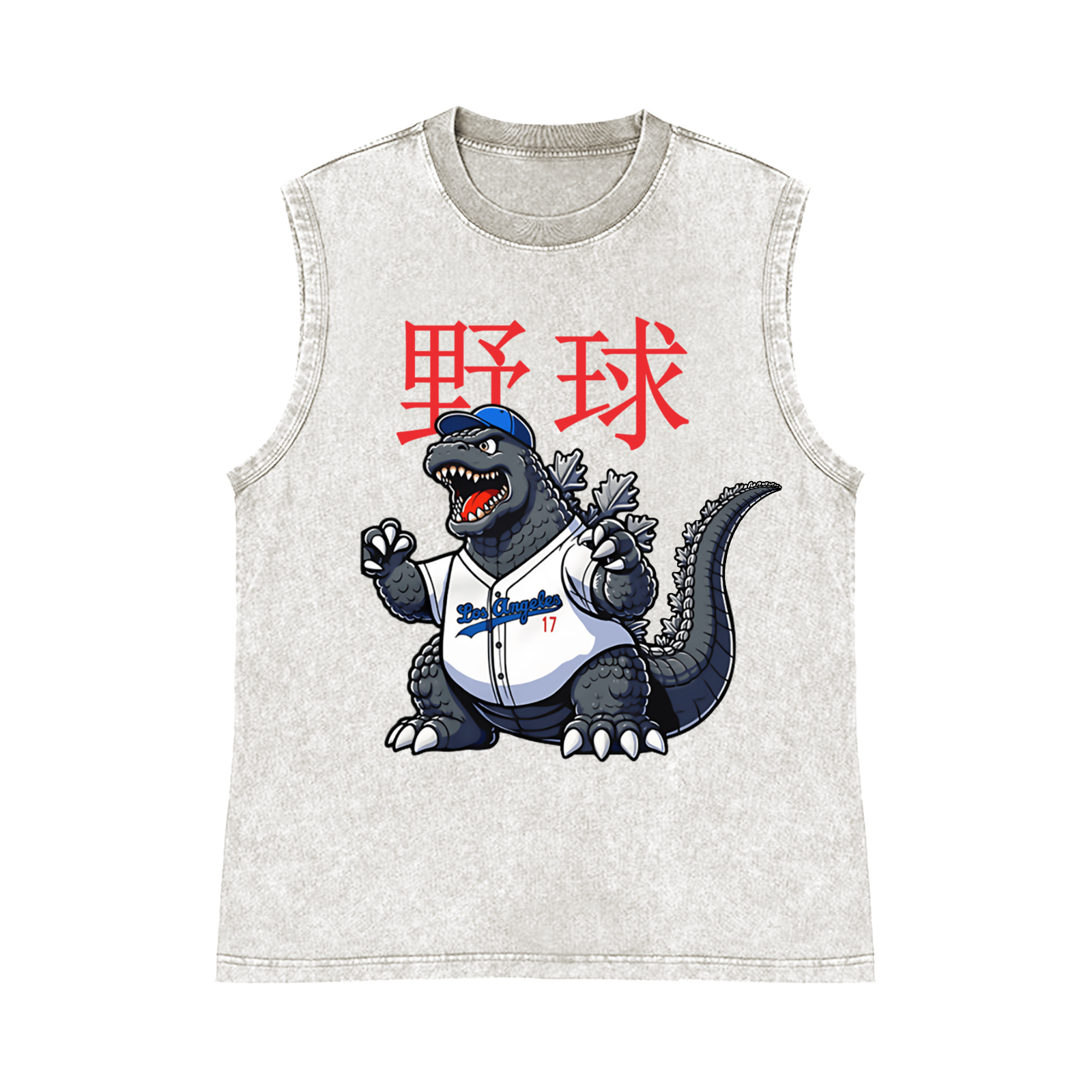 Los Angeles Dodgers Kaiju Tokyo Tiger Baseball Pure Cotton Wash-Dyed Sleeveless Tank Top