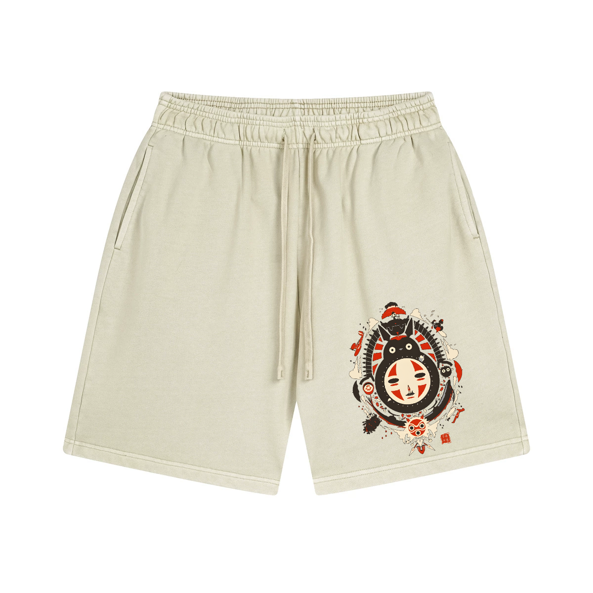 Ghibli Totoro No Face Kaonashi Vintage Pure Thick Cotton Shorts