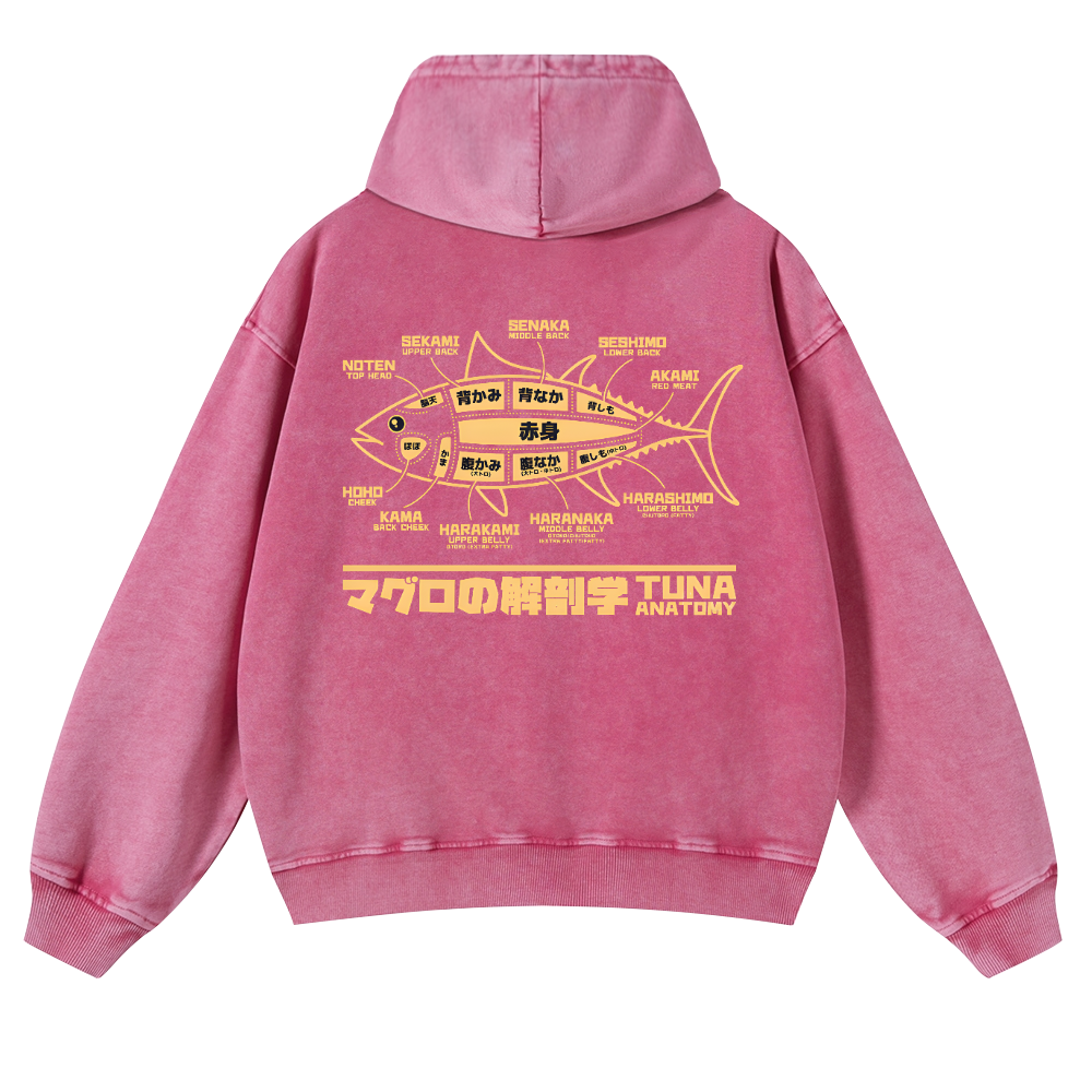 Fish Vintage Washed Cotton Back Art Hoodie