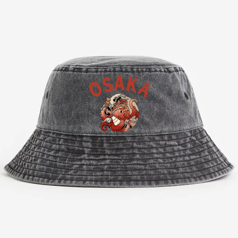 Osaka Drunken Octopus Vintage 100% Cotton Bucket Hat