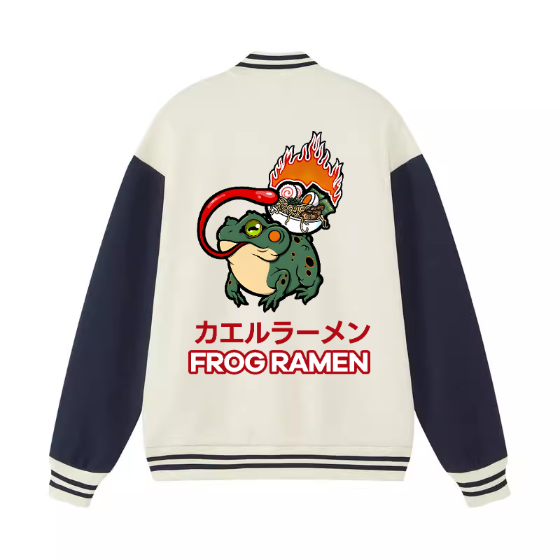 Frog Ramen Vintage Cotton Varsity Jacket