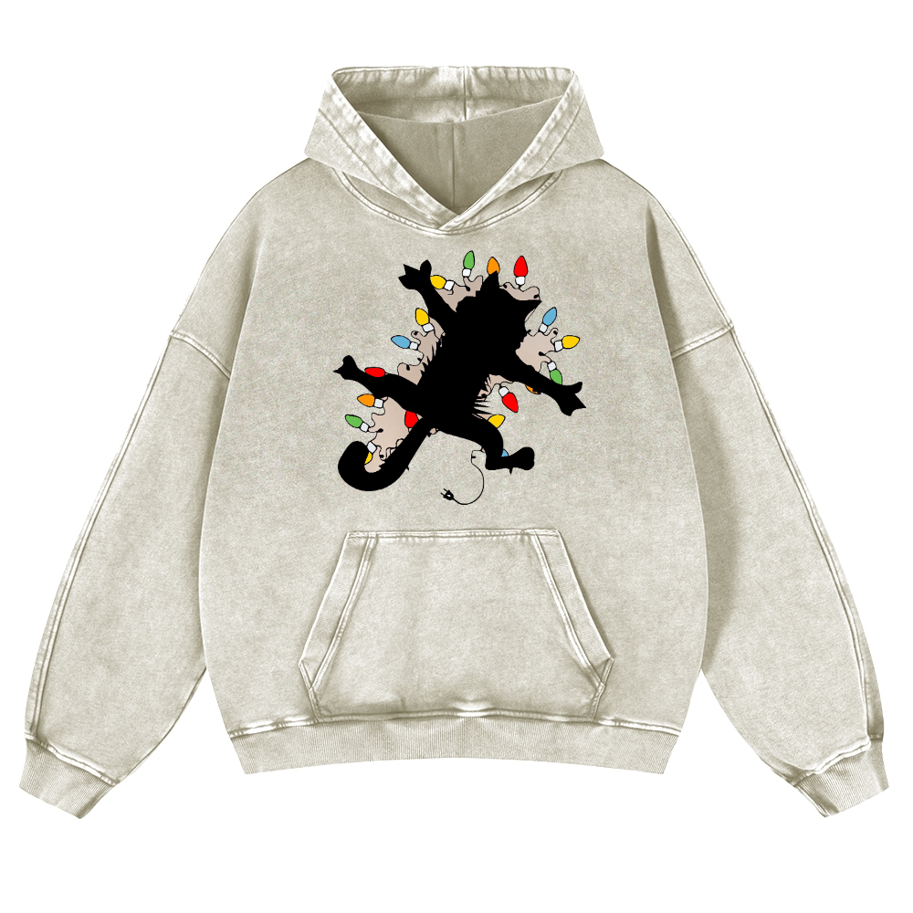 Cat Vintage Washed Thick Cotton Hoodie