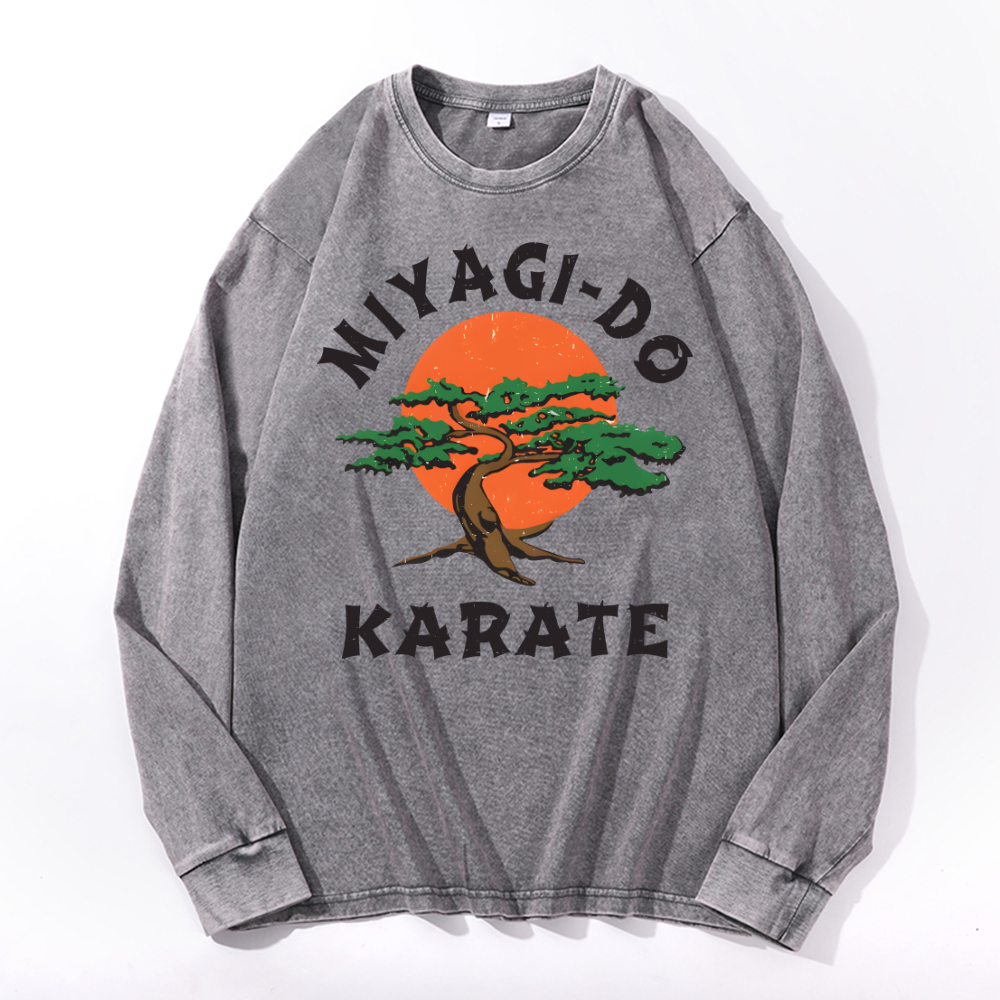 Miyagi-do Karate Vintage Cotton Wash Crewneck Long-Sleeve T-Shirt