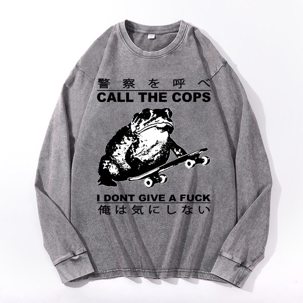 Frog Cops Vintage Cotton Wash Long-sleeve T-shirt