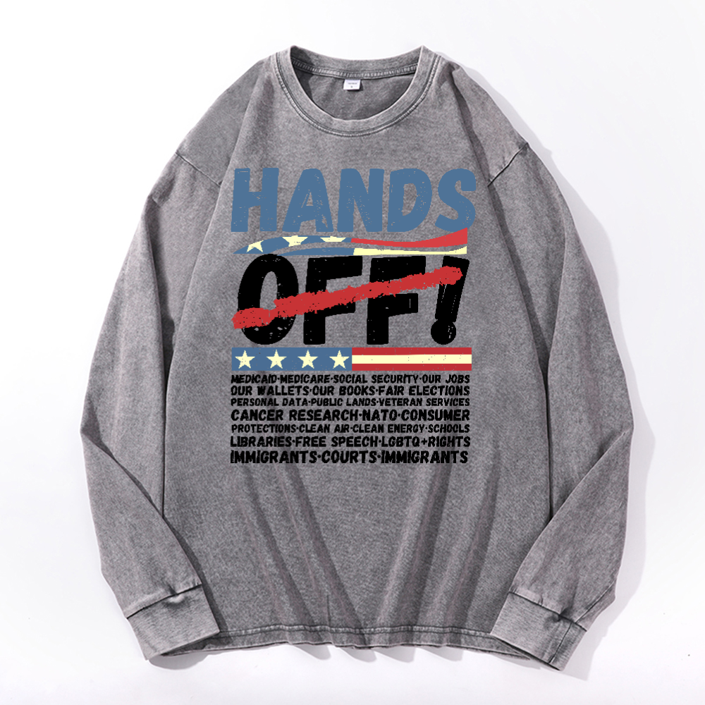 Hands Off... Vintage Cotton Wash Long-sleeve T-shirt