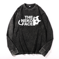 The Neko Face Vintage Cotton Wash Long-sleeve T-shirt