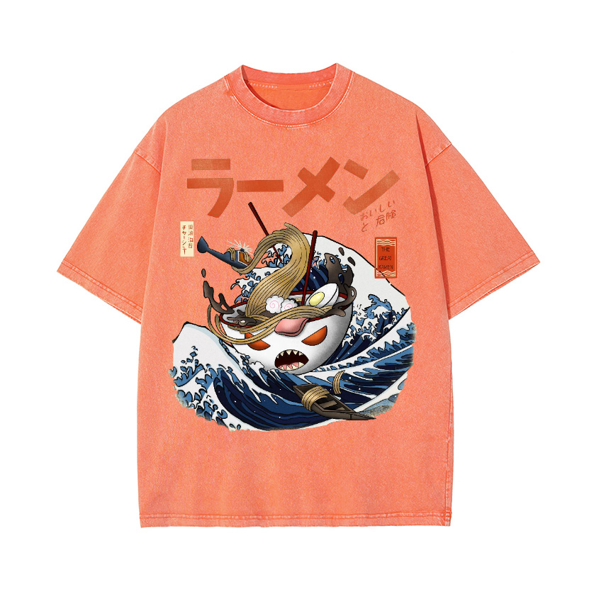Ramen Wave Vintage Wash Japanese Design T-Shirt