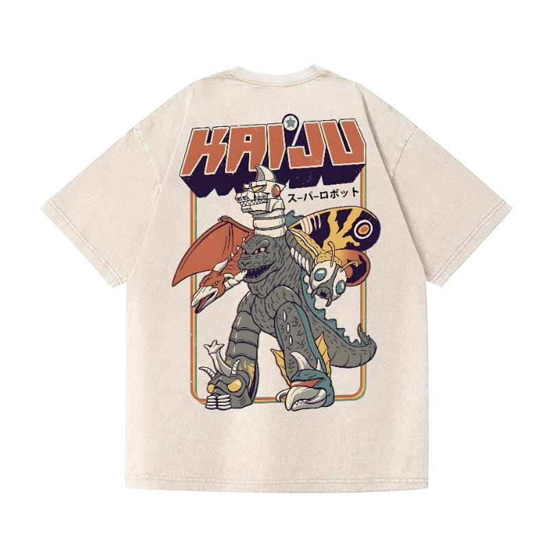 Kaiju Monster Vintage Wash Japanese Design Back Art T-Shirt
