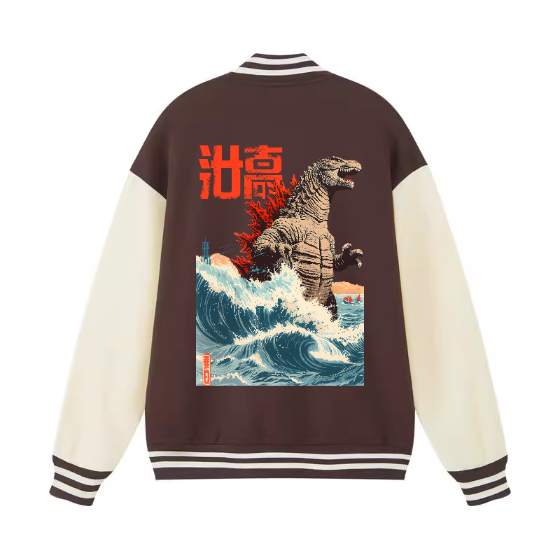 Kaiju Wave Vintage Cotton Varsity Jacket