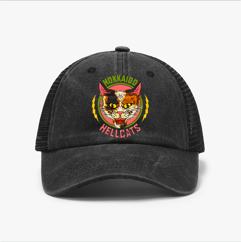 Hokkaido Hellcats Cat Vintage Cotton Breathable Hat