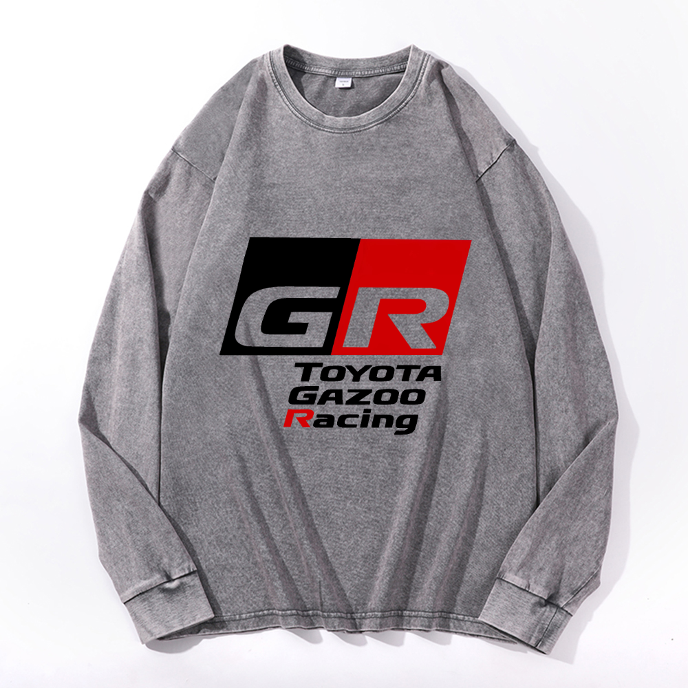 Vintage Cotton Wash Crewneck Long-Sleeve T-Shirt