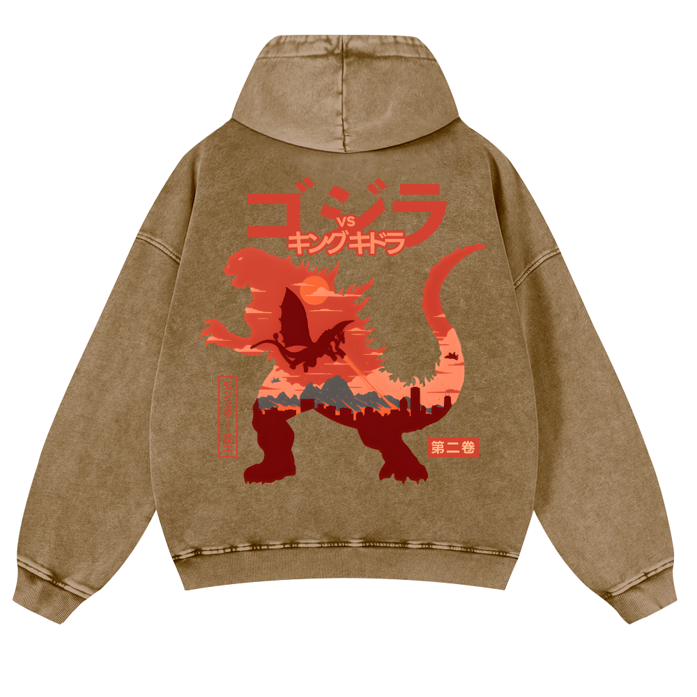 Kaiju Vintage Washed Cotton Back Art Hoodie