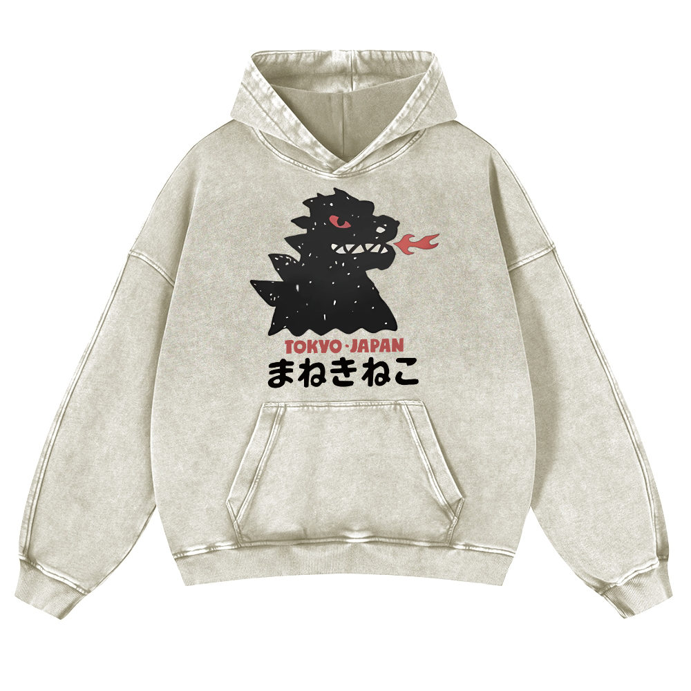 Kaiju Tokyo Japan Vintage Washed Thick Cotton Hoodie