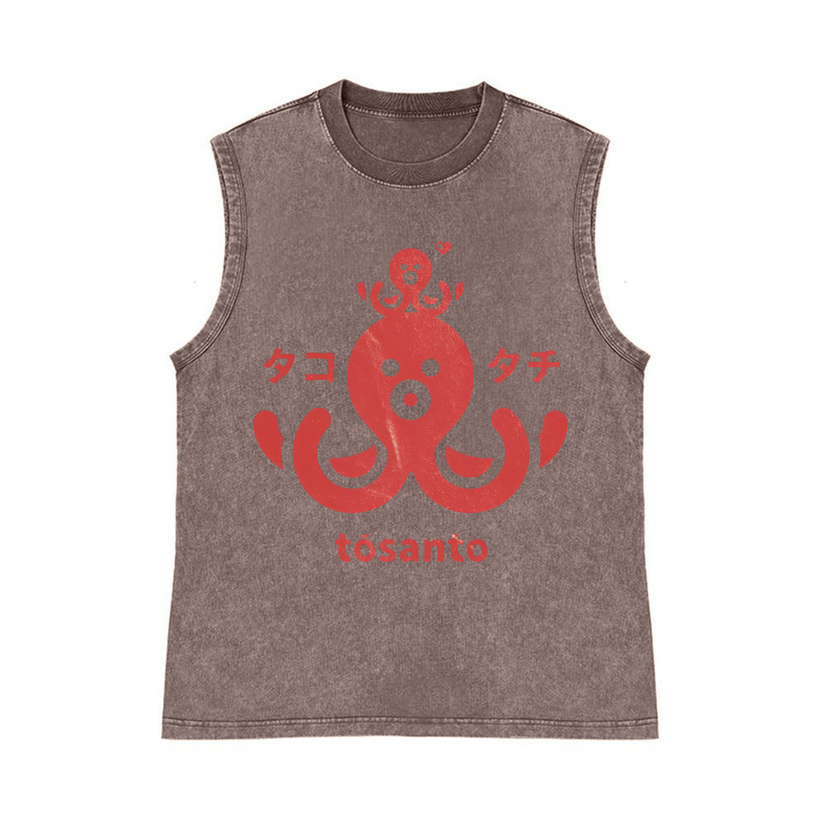 Octopus Pure Cotton Wash-Dyed Sleeveless Tank Top