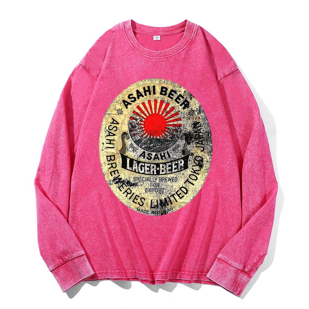 Vintage Cotton Wash Crewneck Long-Sleeve T-Shirt