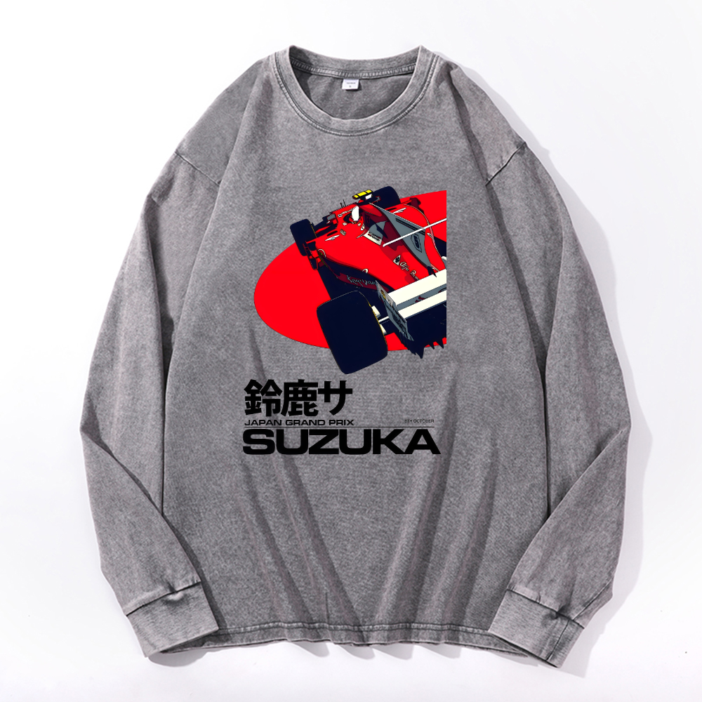 Vintage Cotton Wash Crewneck Long-Sleeve T-Shirt