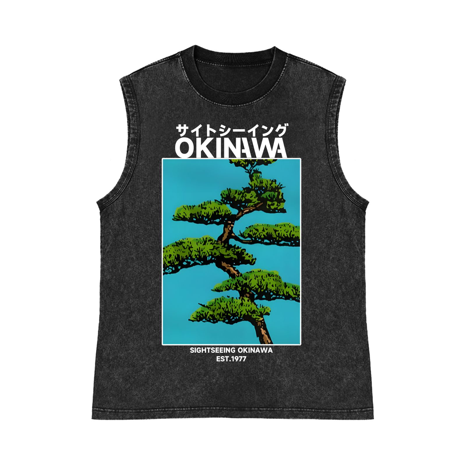 Okinawa Pure Cotton Wash-Dyed Sleeveless Tank Top