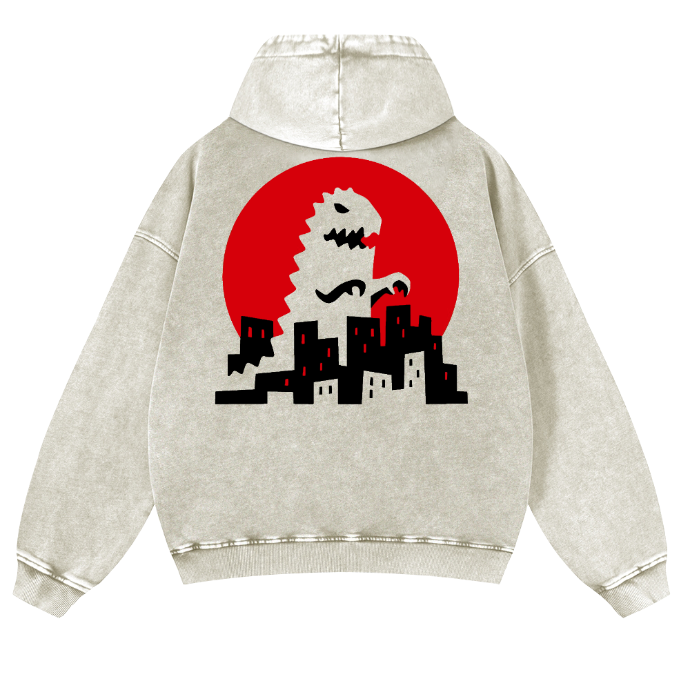 Kaiju Vintage Washed Cotton Back Art Hoodie