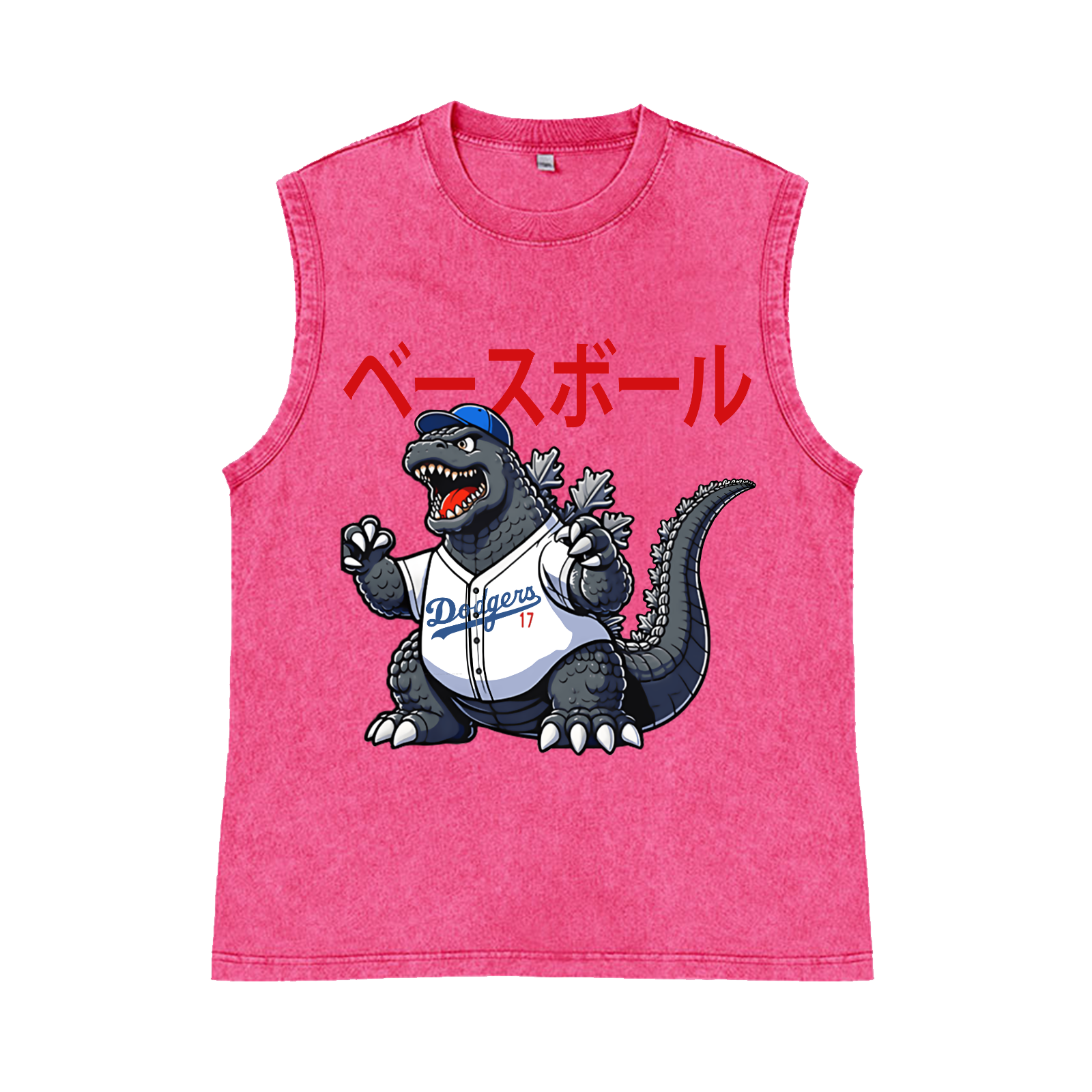 Dodgers Kaiju 17 Baseball Pure Cotton Wash-Dyed Sleeveless Tank Top