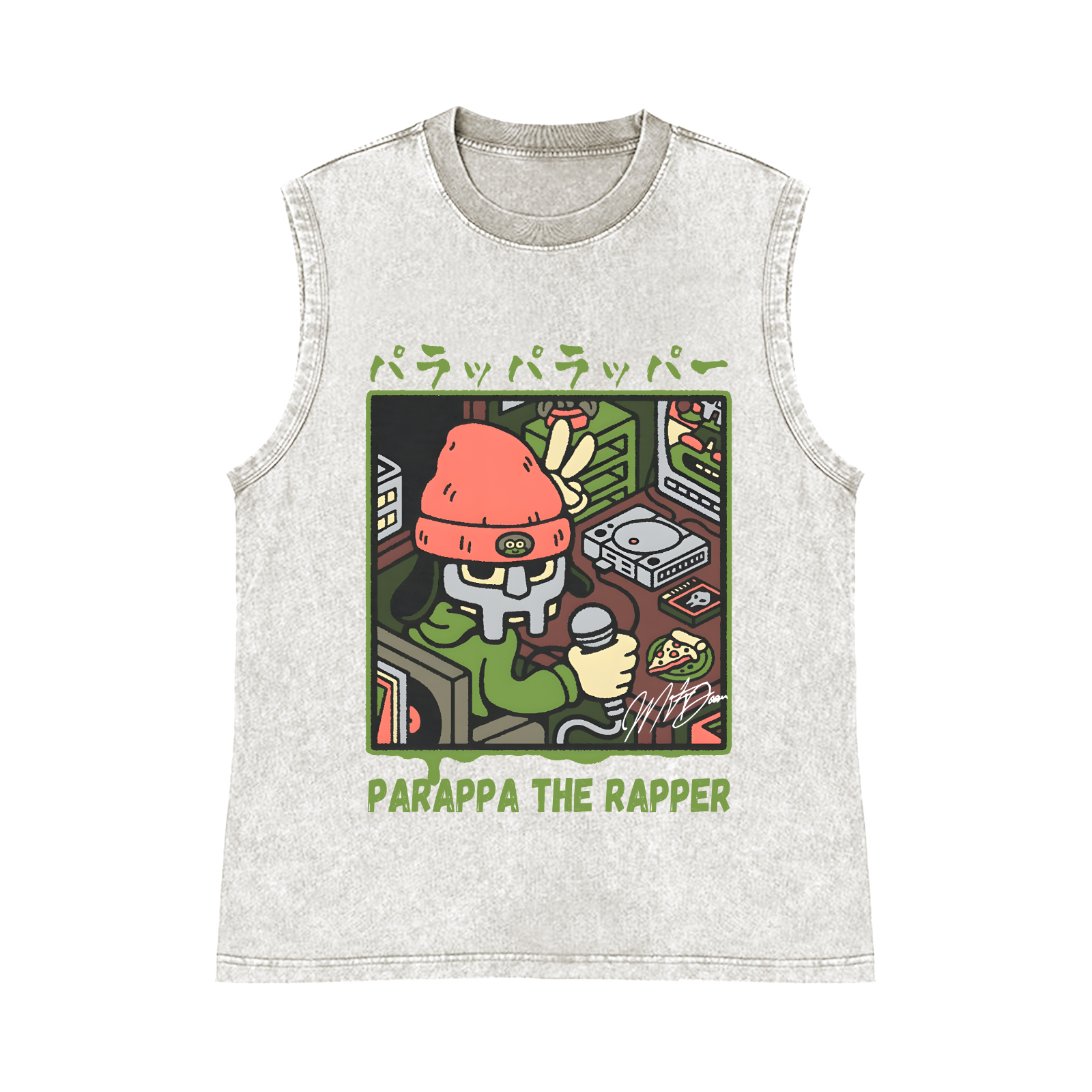 PaRappa the Rapper Pure Cotton Wash-Dyed Sleeveless Tank Top