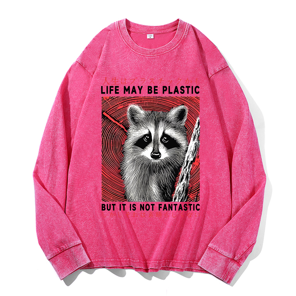 Vintage Cotton Wash Crewneck Long-Sleeve T-Shirt
